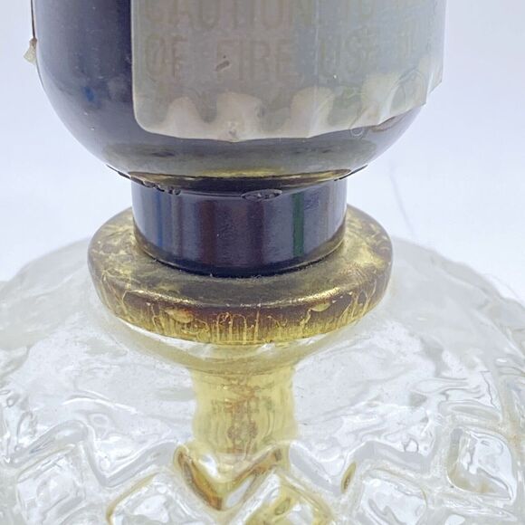 Vtg Table Lamp Chunky Diamond Glass Clear Brass Insert & Base No Shade 90s Y2K - Picture 3 of 13